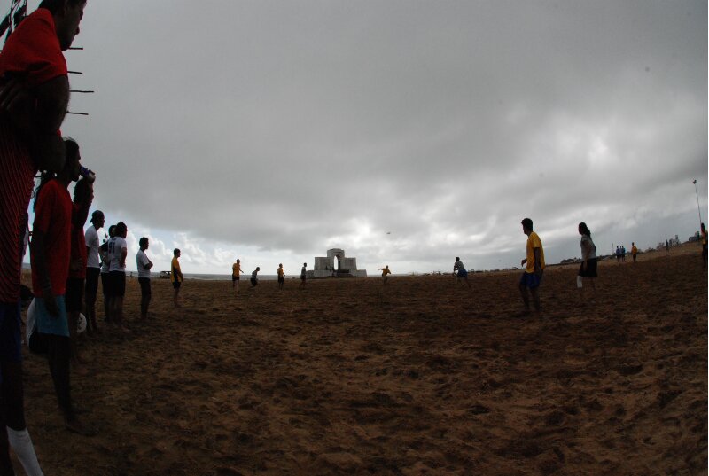 ultimate frisbee on the chennai beach