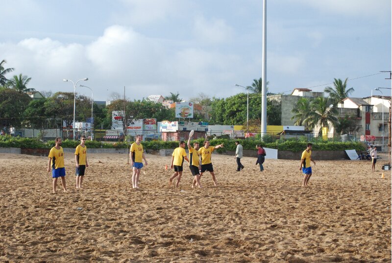 ultimate frisbee on the chennai beach