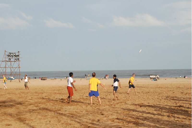 ultimate frisbee on the chennai beach