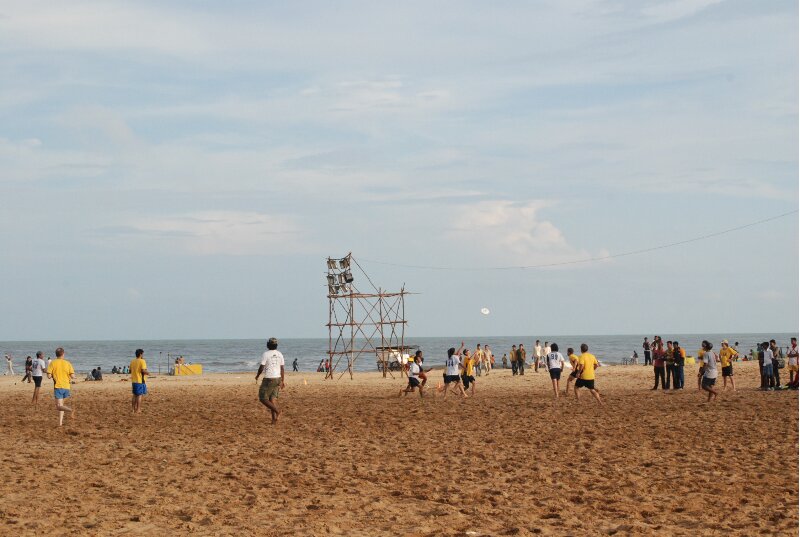 ultimate frisbee on the chennai beach