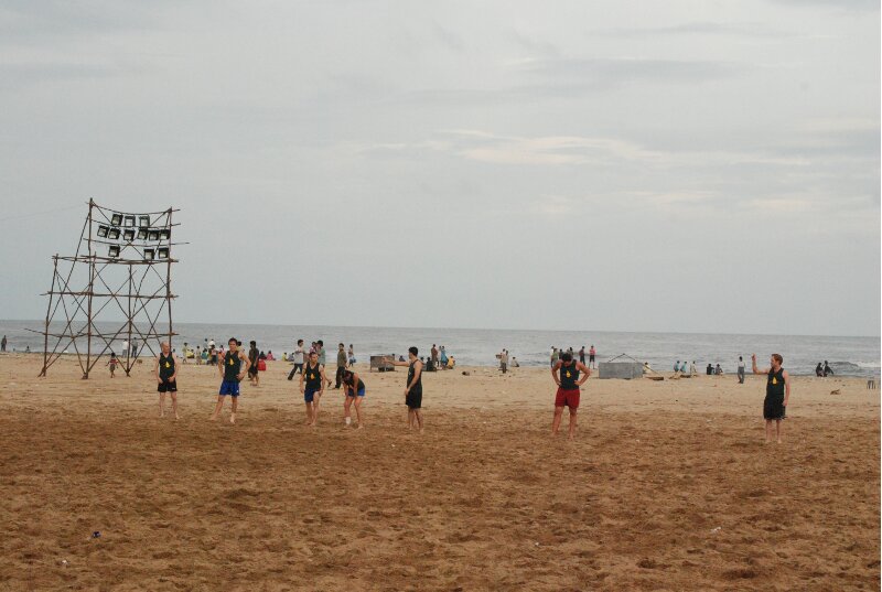 ultimate frisbee on the chennai beach