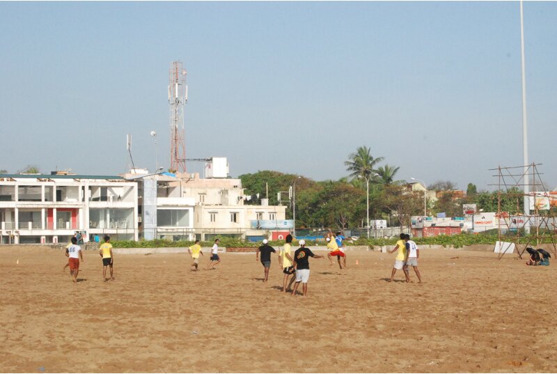 ultimate frisbee on the chennai beach