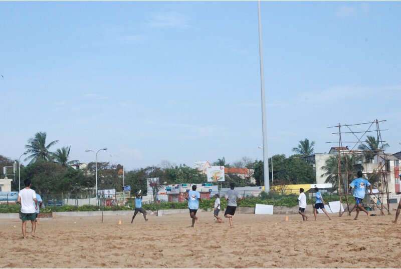 ultimate frisbee on the chennai beach