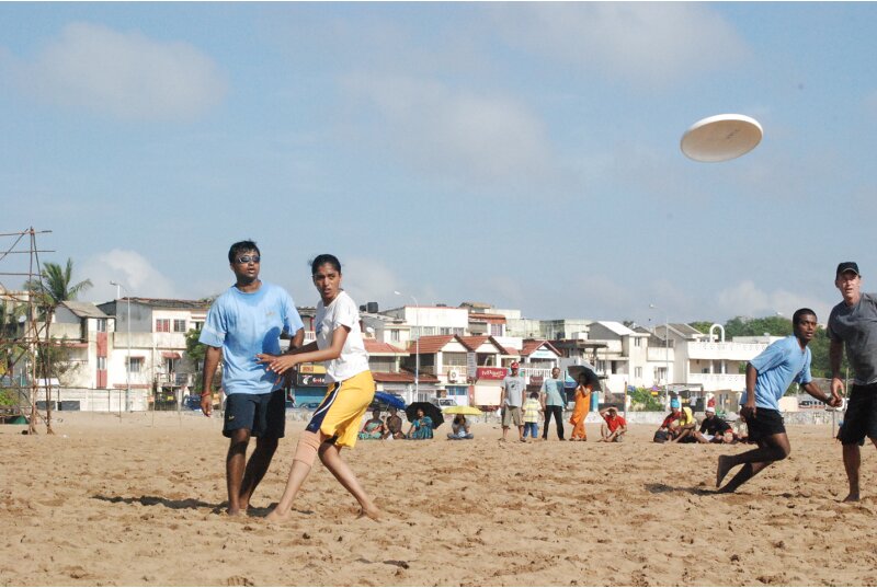 ultimate frisbee on the chennai beach