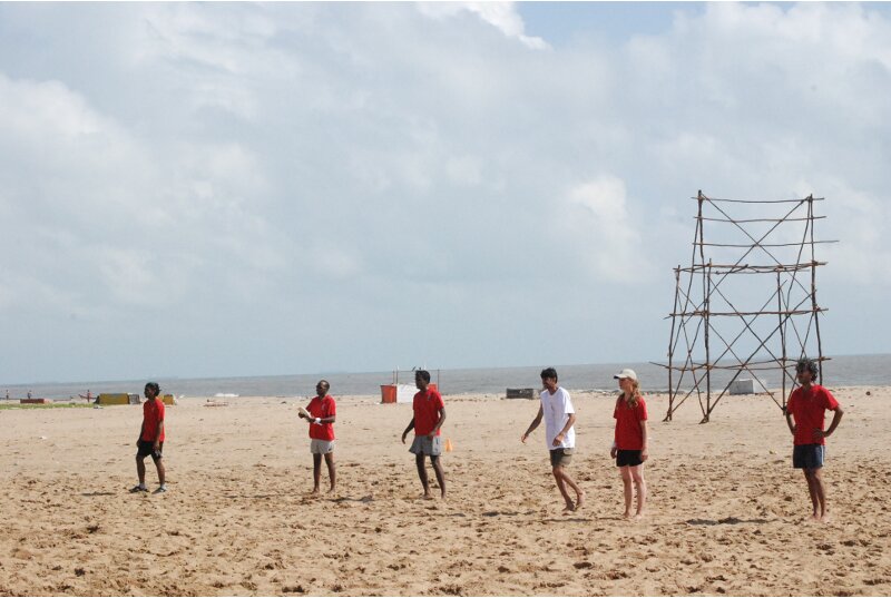 ultimate frisbee on the chennai beach