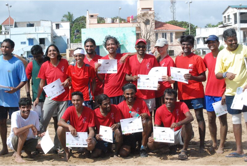 ultimate frisbee on the chennai beach