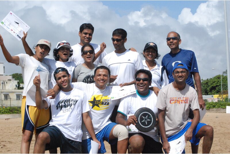 ultimate frisbee on the chennai beach