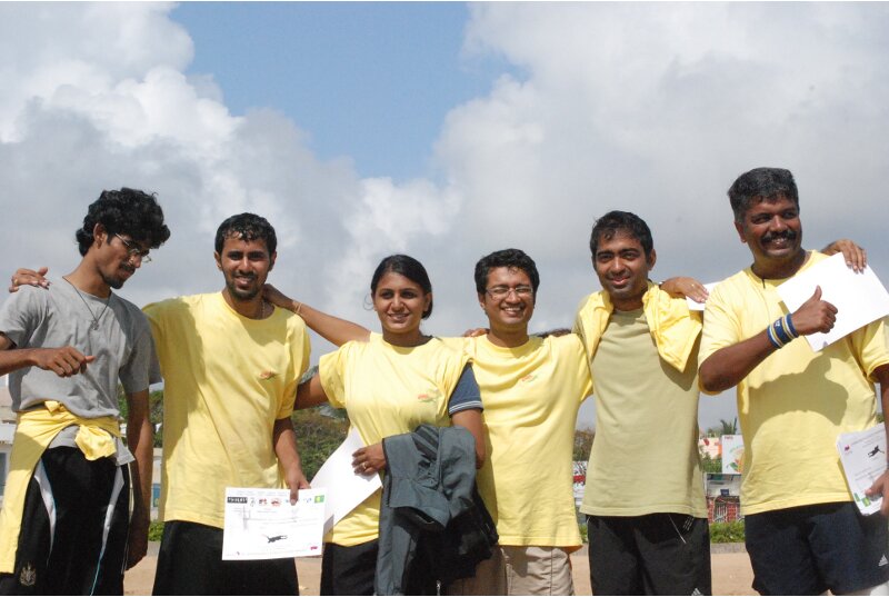 ultimate frisbee on the chennai beach